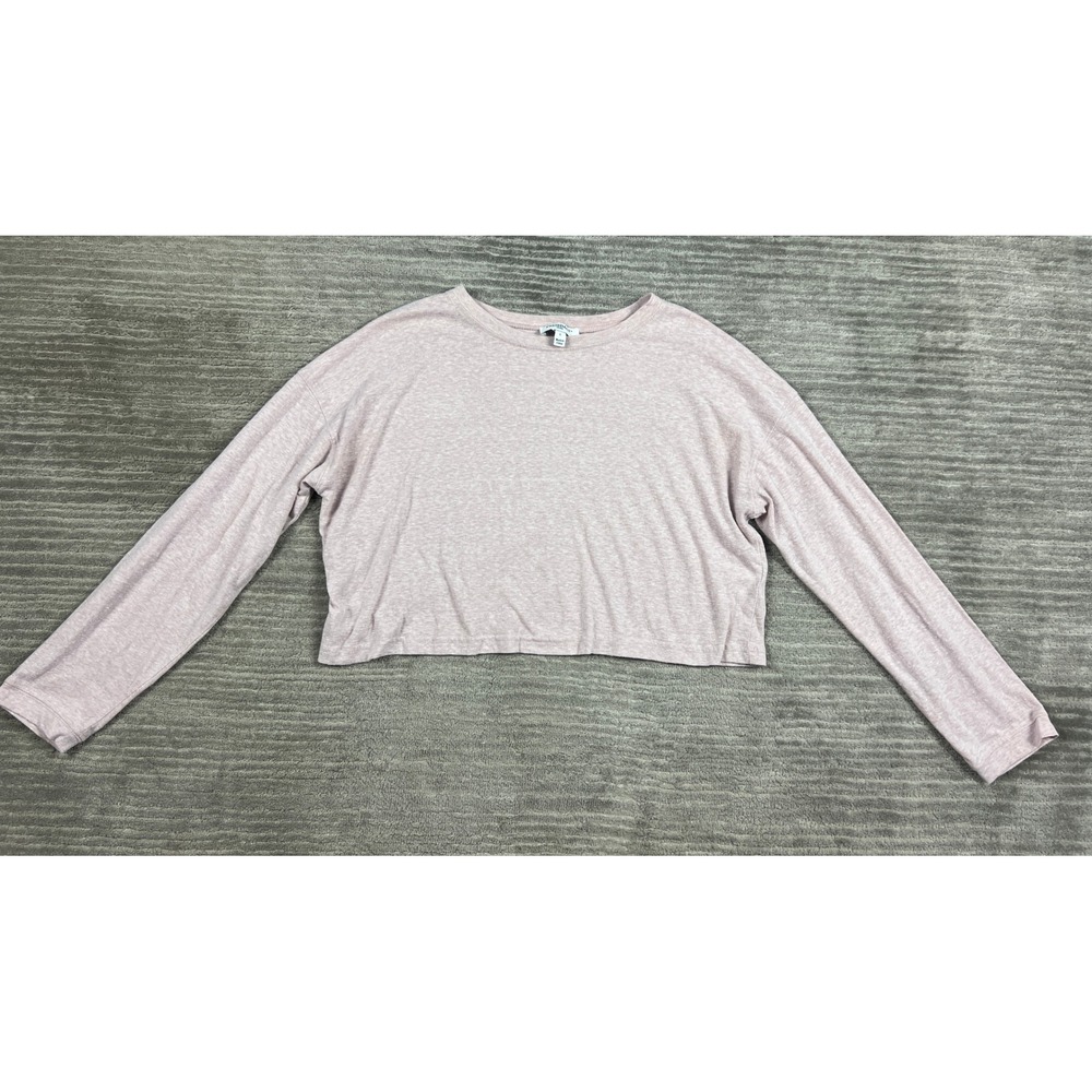 Freshman 1996 Top Womens L Pink Long Sleeve Cropped Relaxed Heathered Crew Neck
